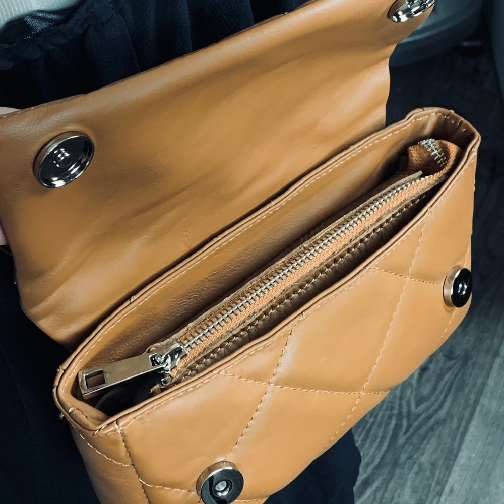 πΈ Laura Di Maggio Bag - Brown Quilted Leather Bag - NWT - Picture 3 of 8